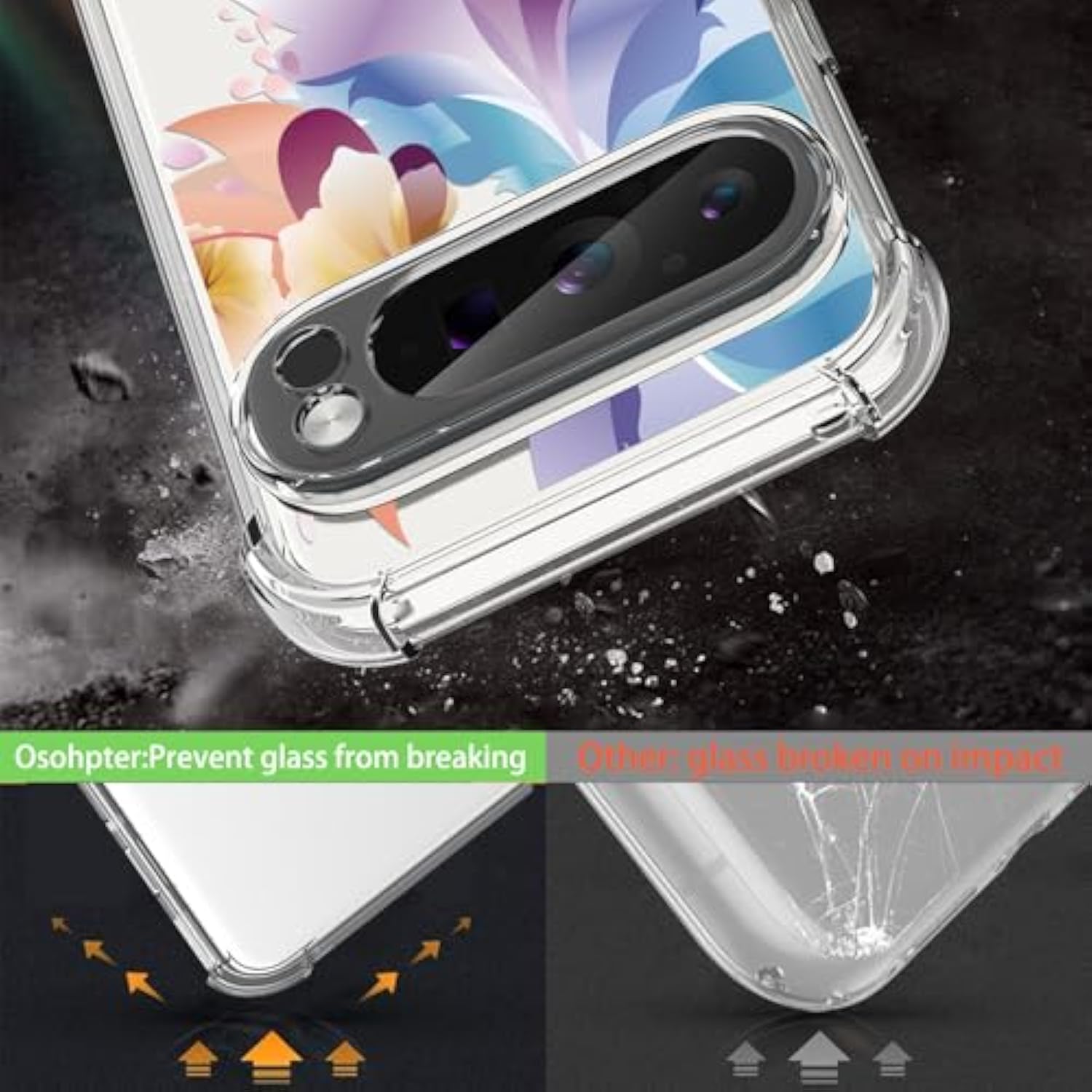 Pixel 9 Pro XL Case, Floral, Flexible TPU, Screen Protector, Colorful Design