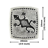 10 Pieces Gecko Rectangle Antique Silver Color Metal Shank Buttons. 24