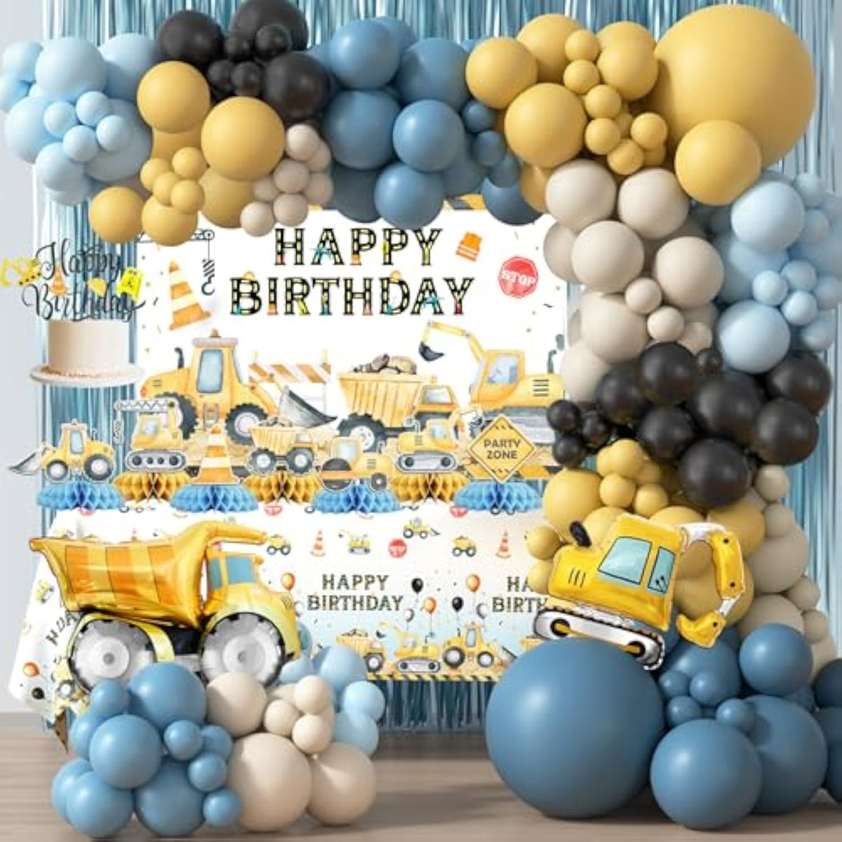 Construction Birthday Party Supplies, Construction Birthday Decorations, Dump Truck Party Decor, Backdrop, Cake Toppers, Balloon Garland, Tablecloth, Cupcake Toppers, Foil Balloons