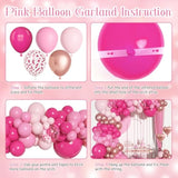 Pink Balloons Arch Garland Kit, Different Sizes 18 12 10 5Inch Hot Pink Pastel Latex Metallic Confetti Heart Foil Balloon For Girls Women Wedding Engagement Birthday Party Decorations