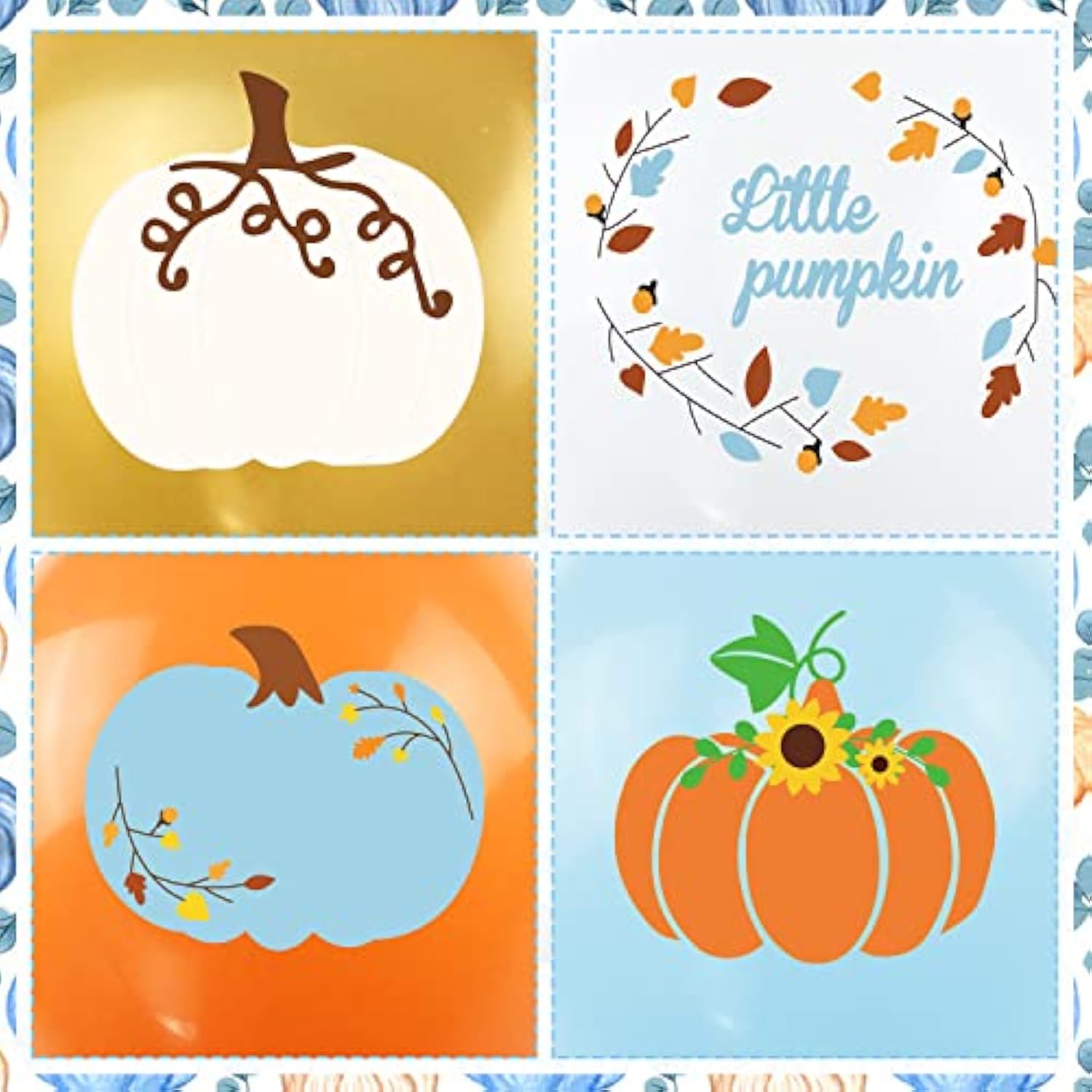 Blue Little Pumpkin Balloons Maple Leaf Garland with Confetti for Baby Shower Party