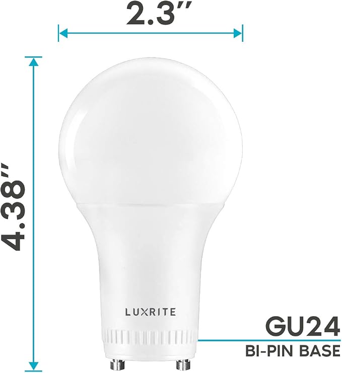 GU24 LED Light Bulbs 4 Pack 60W Equivalent 2700K Warm White Dimmable 800 Lumens Twist Lock