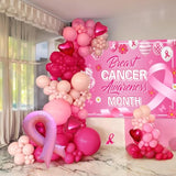 Breast Cancer Awareness Backdrop 8x6FT Pink Ribbon Charity Party Banner