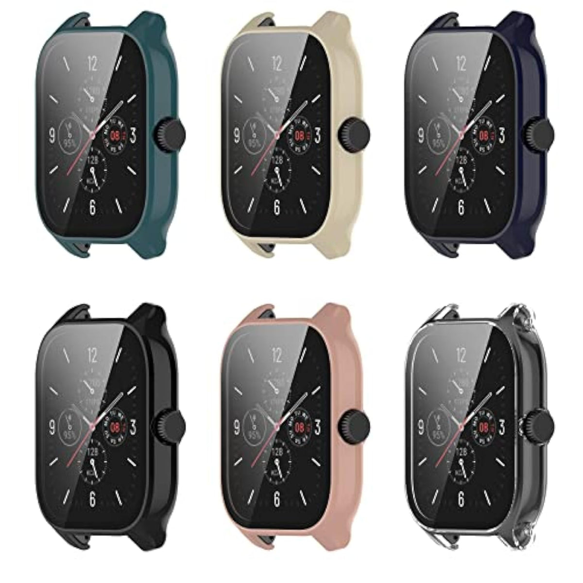 Compatible With Amazfit Gts 4 Case Cover, Scratch-Resistant Pc Protective Case With Hd Tempered Glass Screen Protector For Amazfit Gts 4 Smartwatch (Not For Gts4 Mini) (6-Pack)