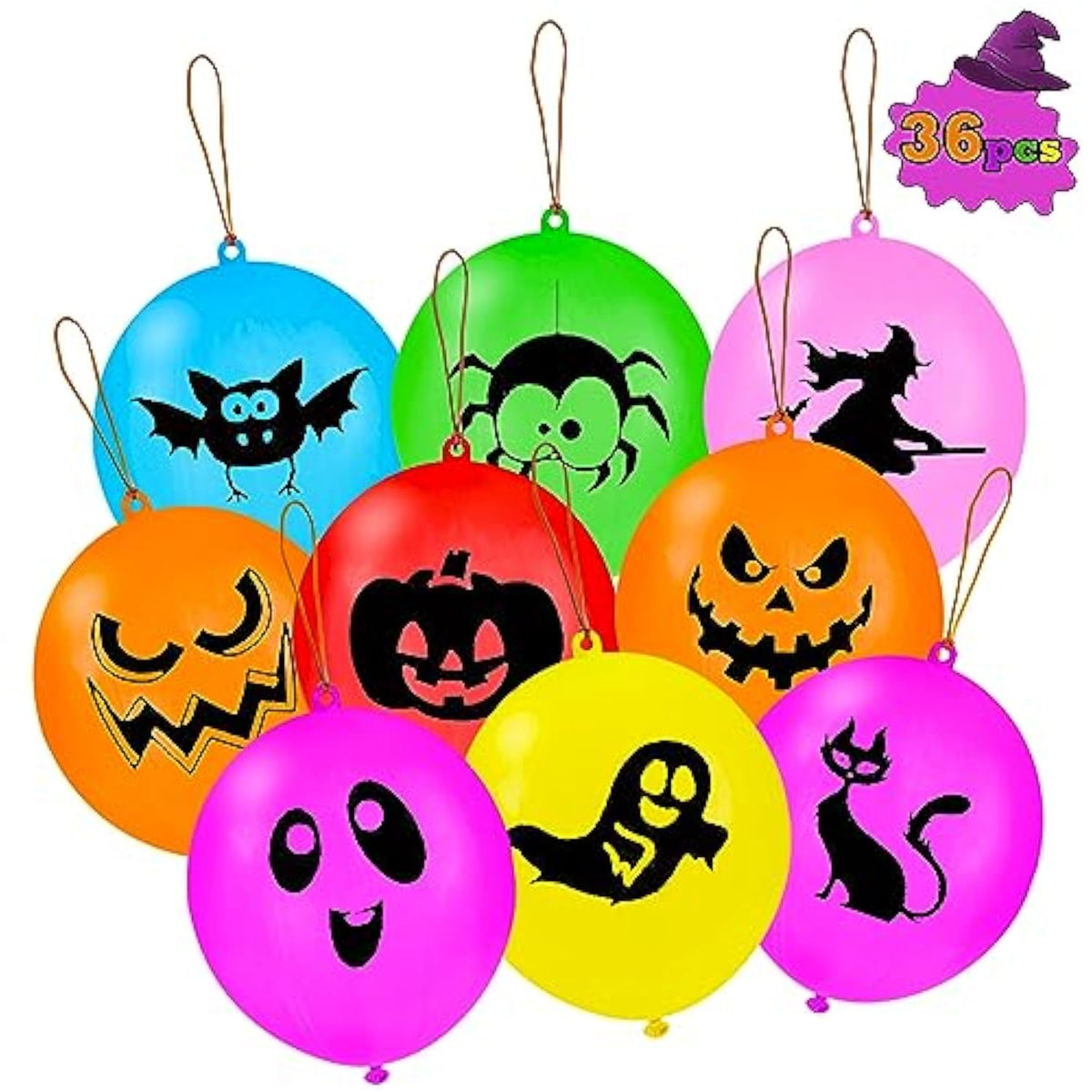 36Pc Halloween Punch Balloons – 18" Colorful Latex Party Favors for Kids