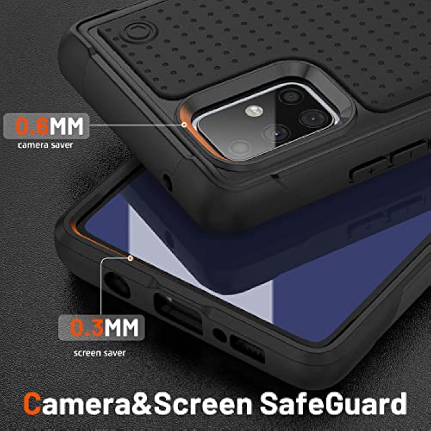 Designed For Samsung Galaxy A71 5G Case 2 In 1 Gift Militay Grade Drop Protective Rugged Heavy Duty Cover Shockproof Case For Galaxy A71 5G Phone Case For Women Men Boy Girl (Black+Black)