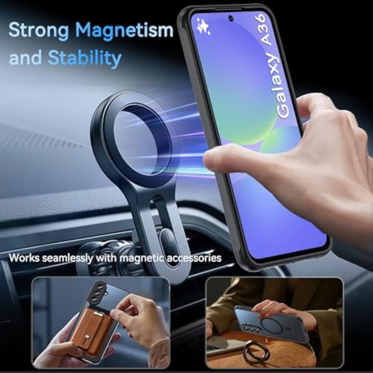 For Samsung Galaxy A36 5G Case Magnetic, Galaxy A36 Phone Case With Screen Protector [Compatible With Magsafe], Matte Back Slim Shockproof Protective Case For Samsung Galaxy A36, Black