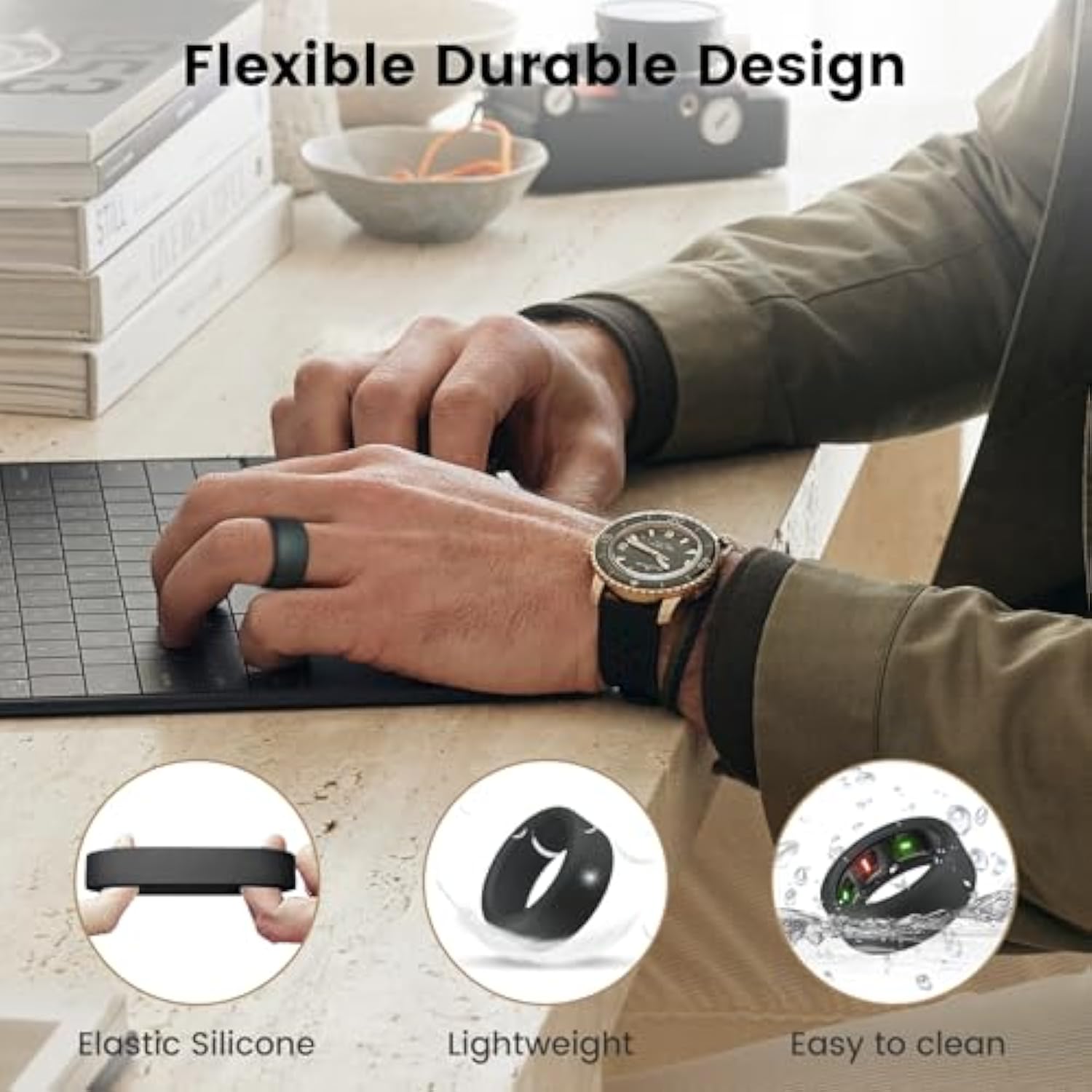 Ring Cover For Oura Ring Gen 4/ Gen 3, Anti-Scratch Elastic Silicone Oura Ring Case Protector For Men Women Working Out Gym