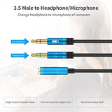 Headphone Splitter for Computer 3.5mm Female to 2 Dual 3.5mm Male Headphone Mic Audio Y Splitter Cable Smartphone Headset to PC Adapter(100CM, Black)