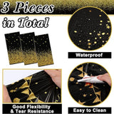 3 Pcs Happy New Year 2026 Tablecloths 54x108in Black Gold Disposable