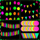 88 Pcs Glow Neon Party Supplies Including Neon Paper Garland 20 Pieces Paper Tassels Garland And Triangle Flags Bunting For Birthday Wedding Black Light Reactive Uv Glow Party Decorations
