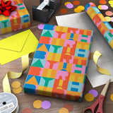 Hallmark Birthday Wrapping Paper Mini Roll (Rainbow Block Letters) for Kids Birthday - 40 Sq. Ft.