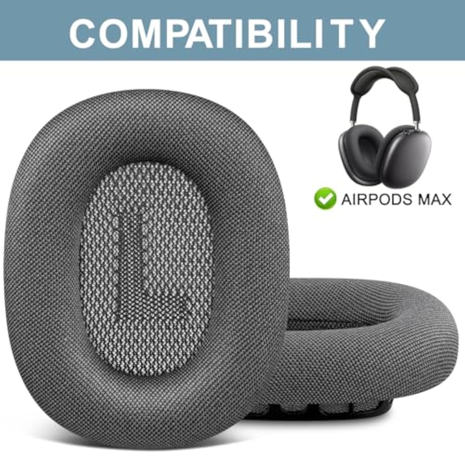 Ear Pads Replacement For Airpods Max Over-Ear Headphones, Earpads Cushions With Durable Mesh Fabric, Softer Foam - Space Gray