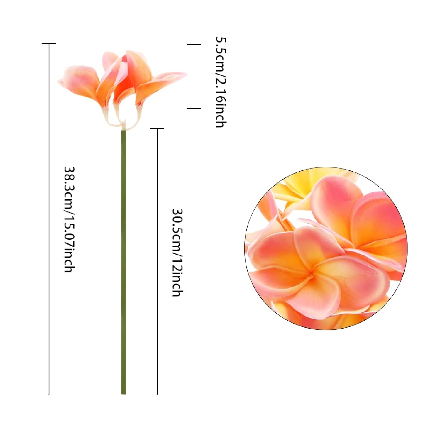 3 Pcs Artificial Plumeria Flowers,Real Touch Lifelike Plumeria Frangipani 9 Fake Flower Bouquets With Stems For Home Office Wedding Engagement Party Decoration Diy Craft Gift (Pink +Orange)