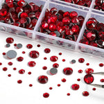6736Pcs Hotfix Rhinestones Flatback,Red Rhinestones For Crafts Clothes Mixed 5 Sizes, Hotfix Crystals With Tweezers And Wax Pencil Kit, Ss6-Ss30,Siam