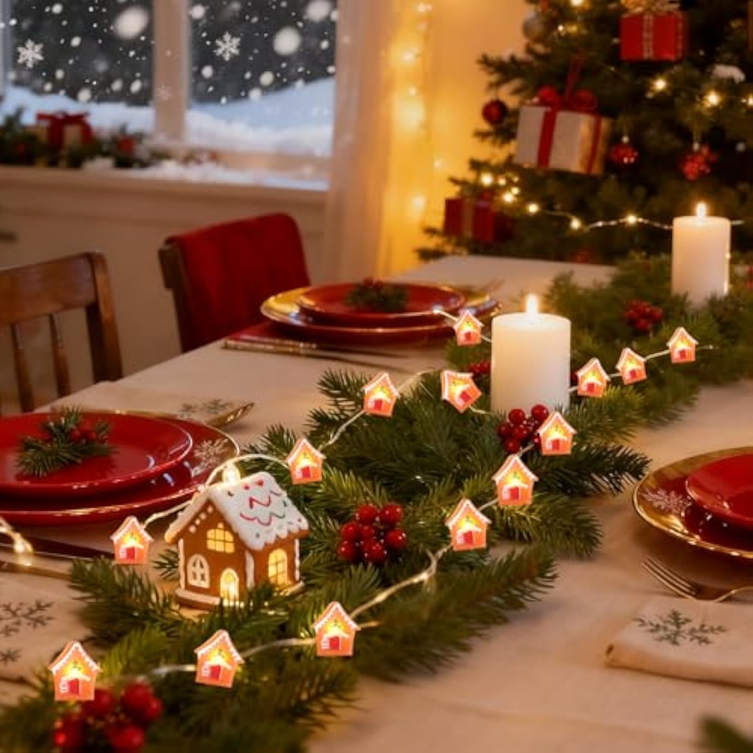Gingerbread House Christmas Lights Battery Operated - 10Ft 30 Led Fairy String Lights With 6H Timer, Perfect For Home In