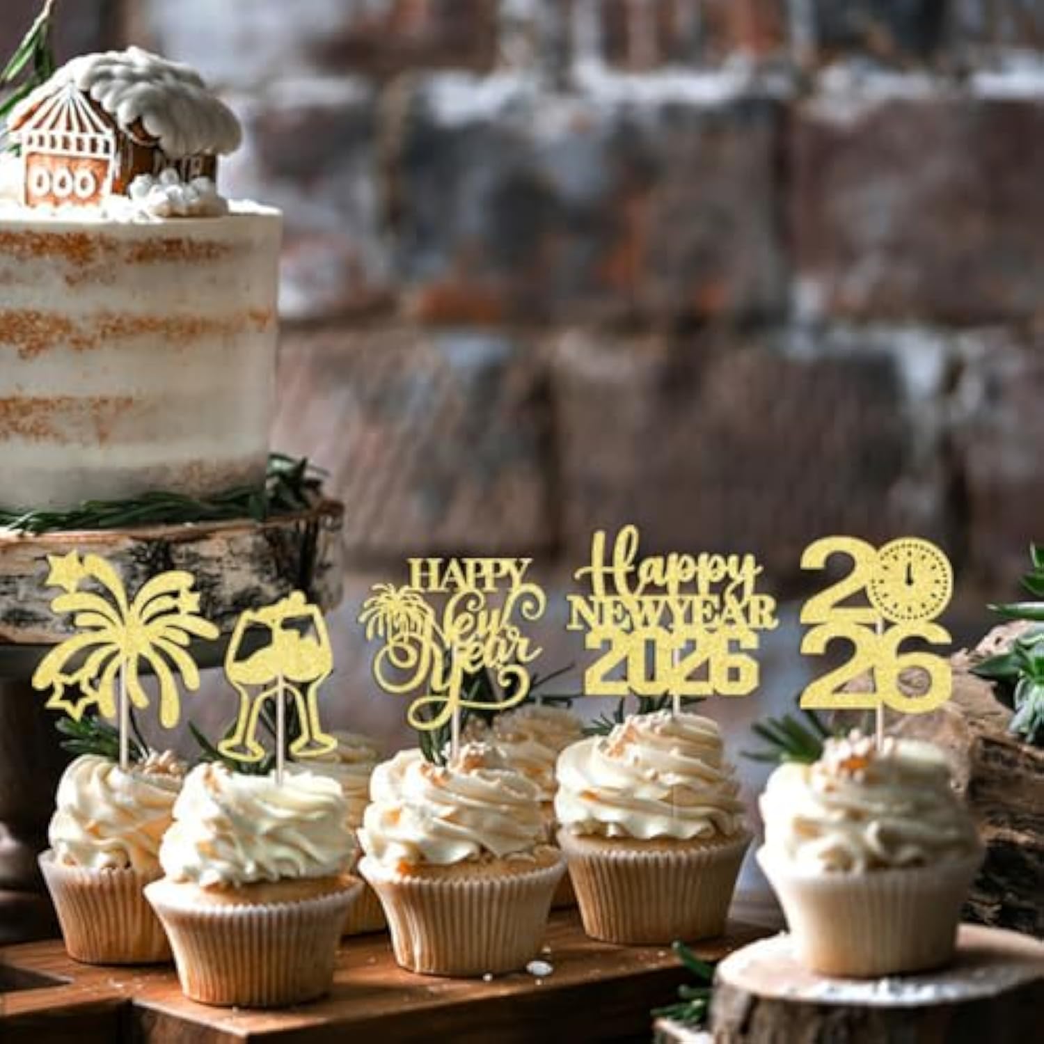 24 Pc 2026 Happy New Year Cake Toppers for Party Decorations