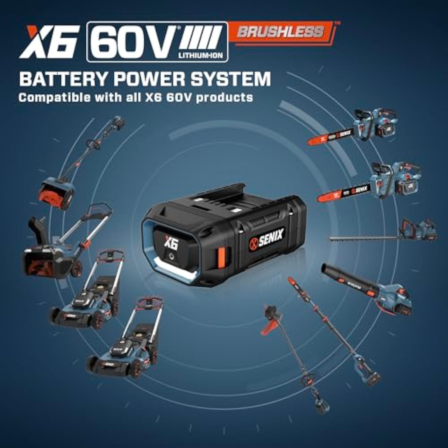 X6 60 Volt Max* 4 Ah Lithium-Ion Battery 60 Volt Max* Cordless Lawn And Garden Tools, Fade-Free, Battery Indicator Lights ()