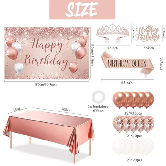 Birthday Decorations Balloon Garland Kit Arch For Women, Rose Gold Hap