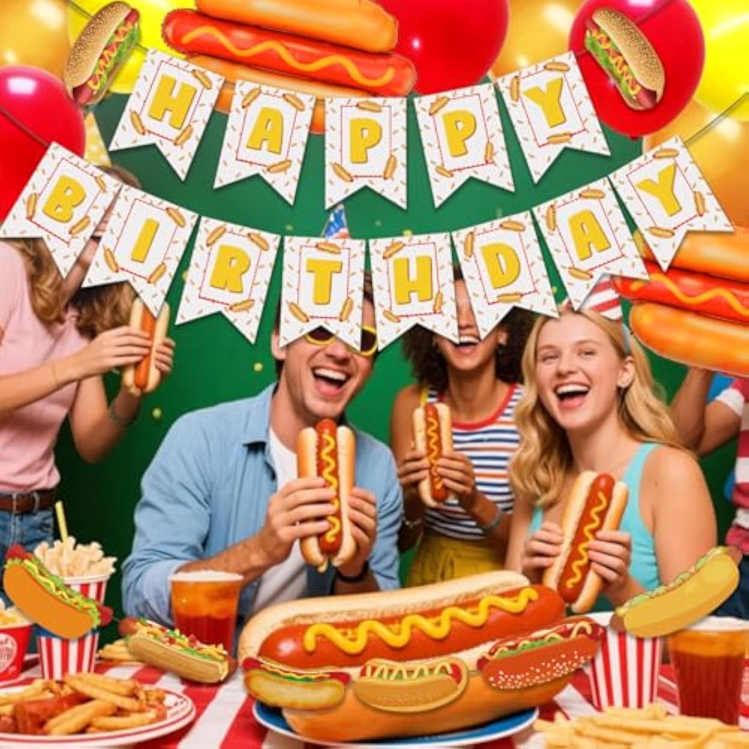Hot Dog Birthday Decorations Hot Dog Party Decorations With Happy Birthday Banner Hot Dog Balloons Garland