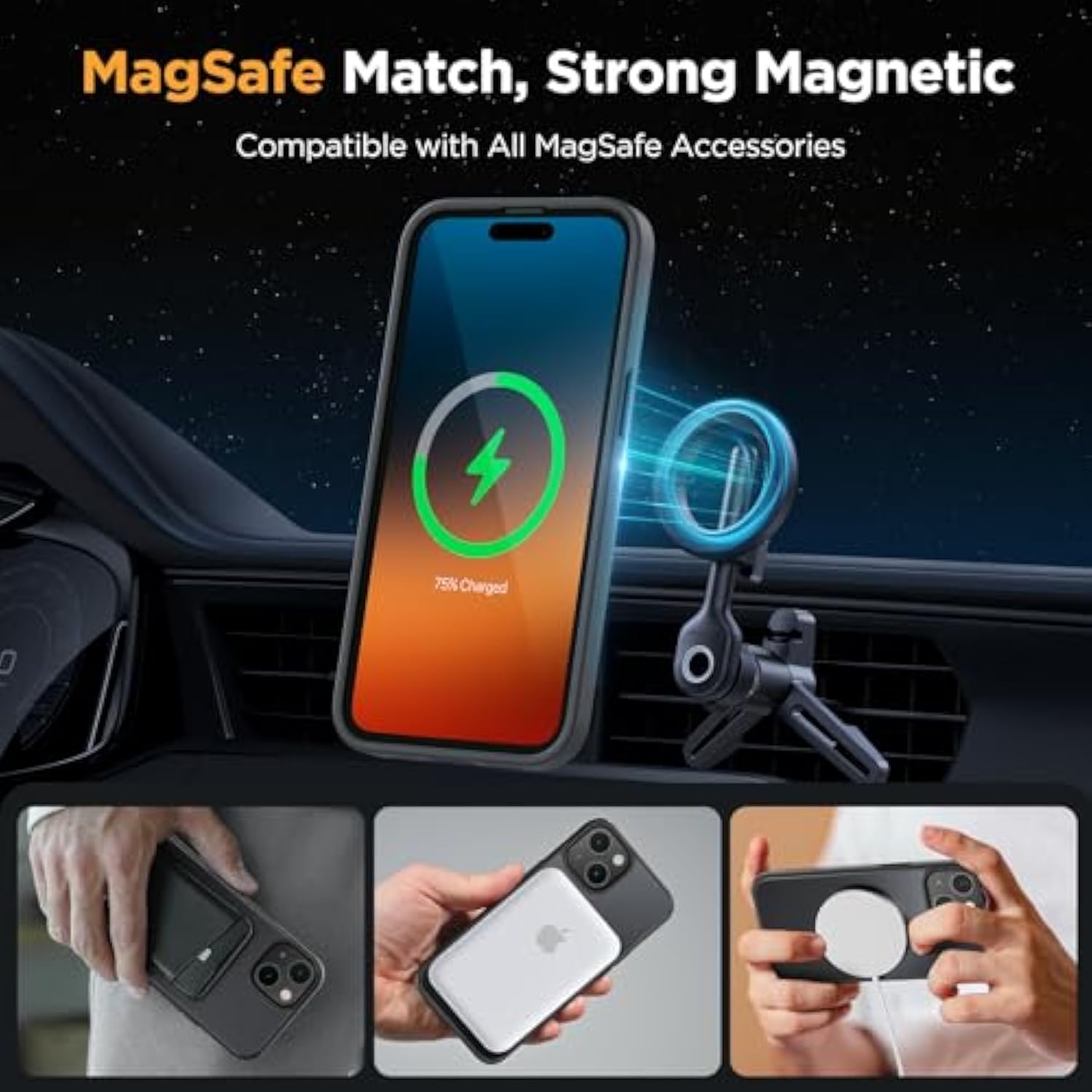 Magnetic Series For Iphone 15 Case [With 2X Screen Protectors] [Compatible With Magsafe] -Grade Protection, Anti-Fingerprint, Magnetic Phone Case For Iphone 15 - Black