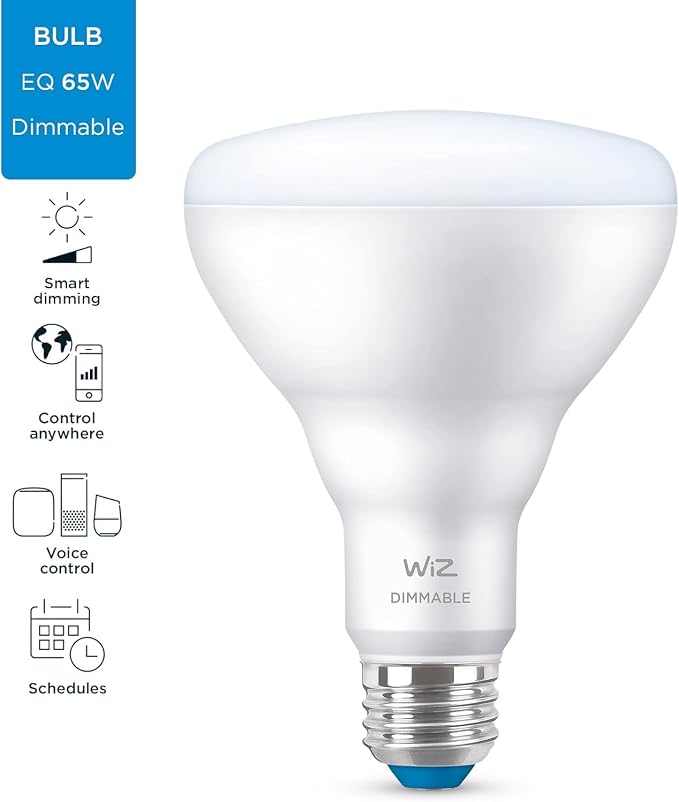 2 Pack BR30 Smart LED Flood Light Bulbs 65W Equivalent Daylight 5000K Wi-Fi Connected Dimmable Voice Control