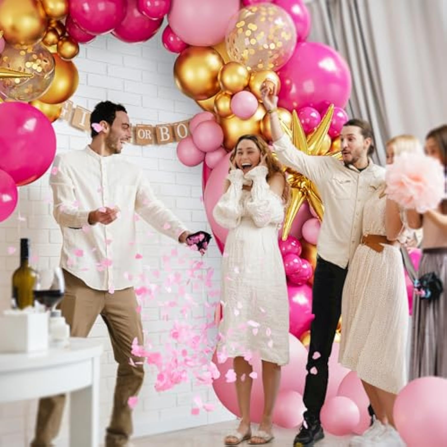 Hot Pink Balloon Garland Arch Kit,127Pcs Hot Pink Macaron Pink Gold Balloon For Graduation Baby Shower Birthday Wedding Gender Reveal Party Decorations