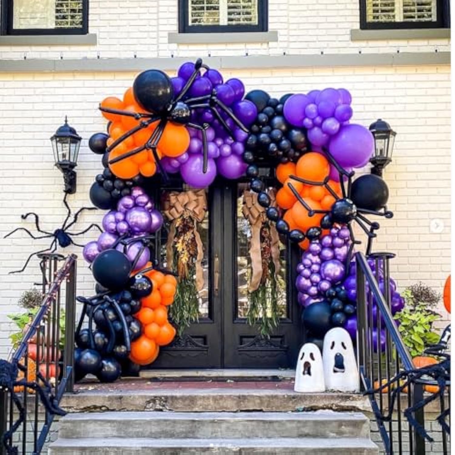 150Pc Halloween Balloon Arch Kit – Black Orange Purple with Eye & Confetti Balloons