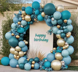 Teal Blue Gold Balloons Double Stuffed Latex Dusty Blue Turquoise Balloon Different Sizes Teal Gold Balloon Garland for Birthday Wedding New Year Anniversary Baby Shower Ocean Party Decor