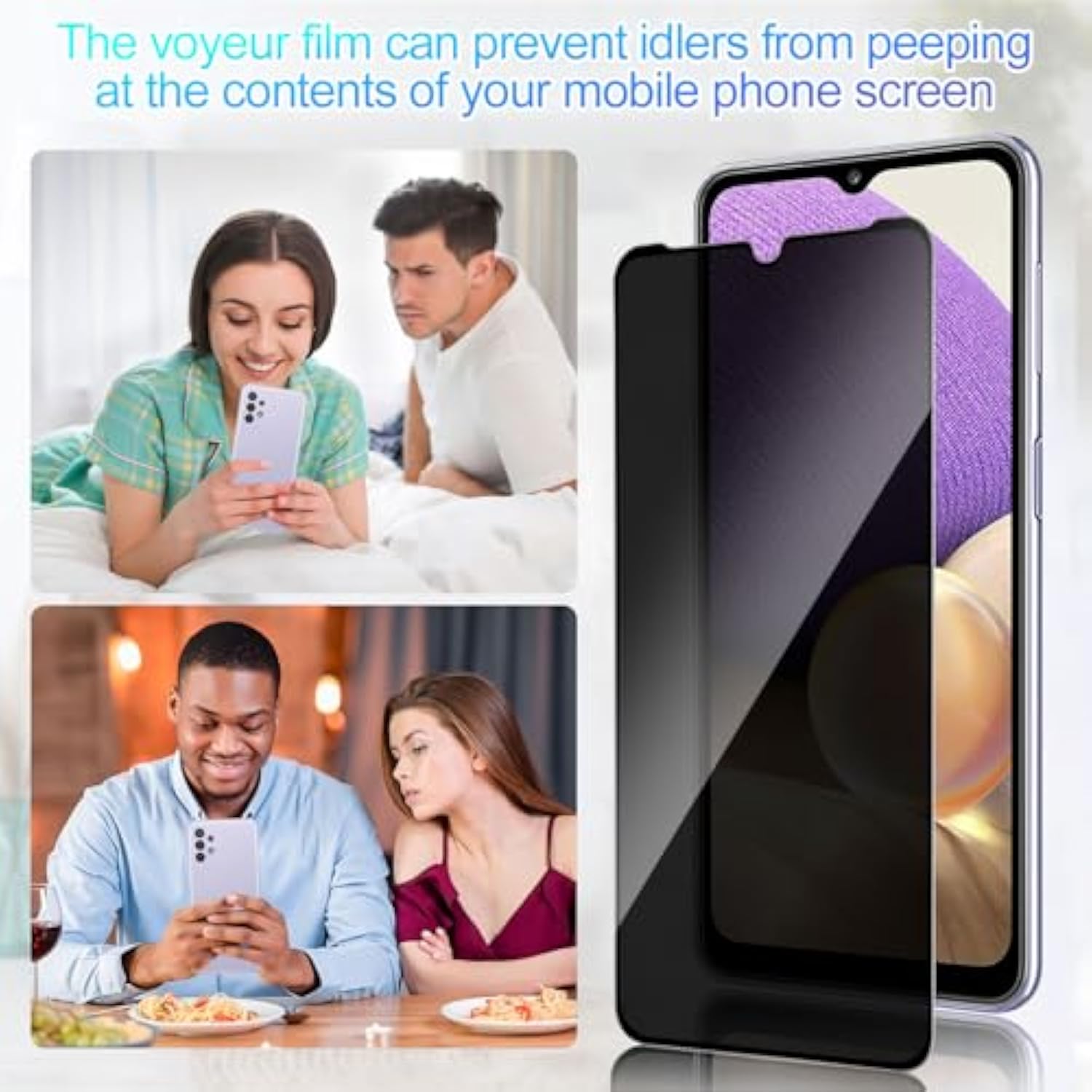 3 Pack Privacy Screen Protector For Samsung Galaxy A32 5G [Anti-Spy Tempered Glass], Ultra Hd, Anti-Scratch, Bubble-Free, Easy Install 9H Protective Glass For Galaxy A32