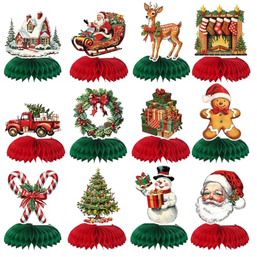 12 Pcs Christmas Honeycomb Centerpieces Vintage Party