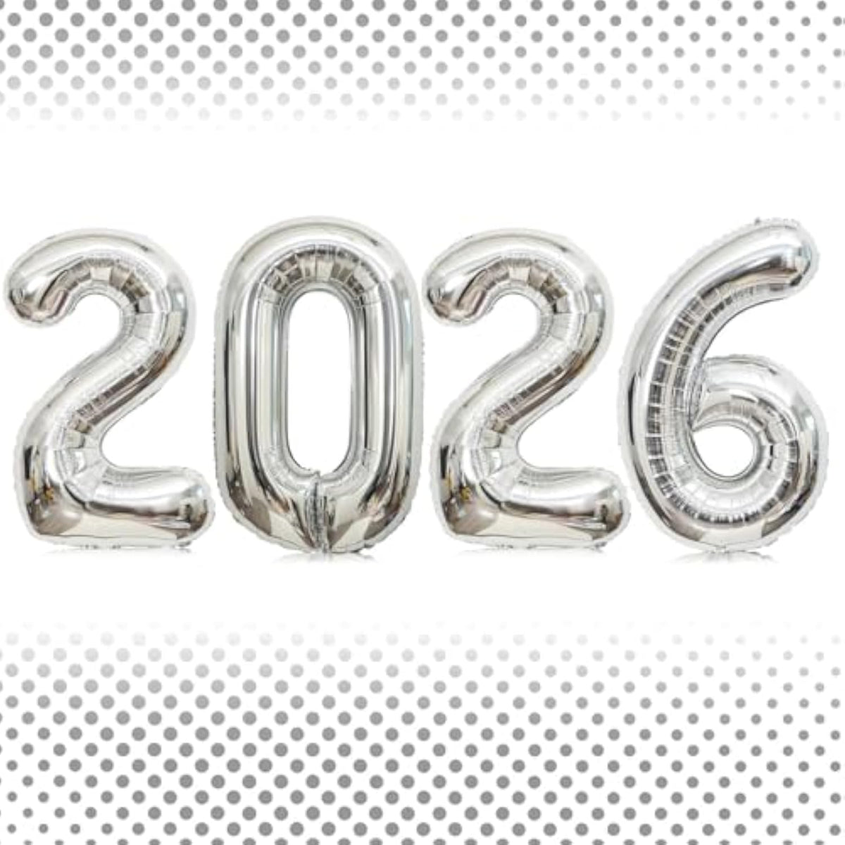 40-Inch Silver Number 2026 Foil Balloons for New Year Party Decor