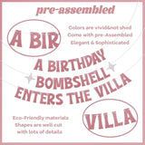 Birthday Bombshell Enters the Villa Banner Rose Gold Love Island Party Decor