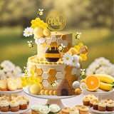 Bumble Bee Cake Topper Birthday Party Decoration Subee Theme Honey Jar Cake Topper Honeycomb Flower Cake Decorations Supplies For Baby Shower Boys Girls Birthday Party