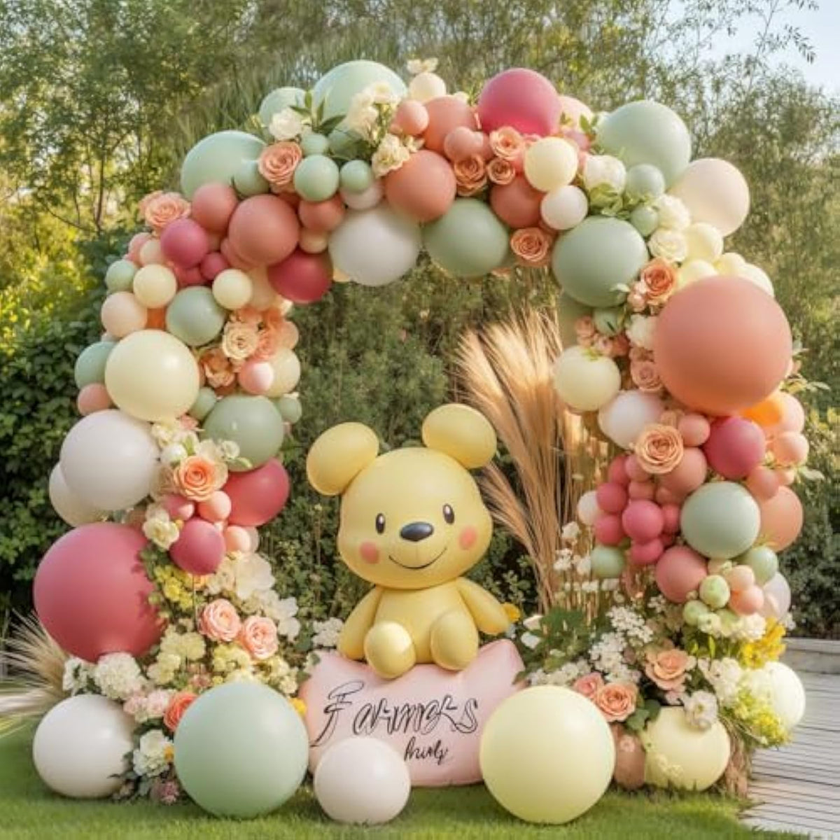 Pastel Balloon Arch Kit: Double Stuffed Sage, Peach, & Sand Balloons