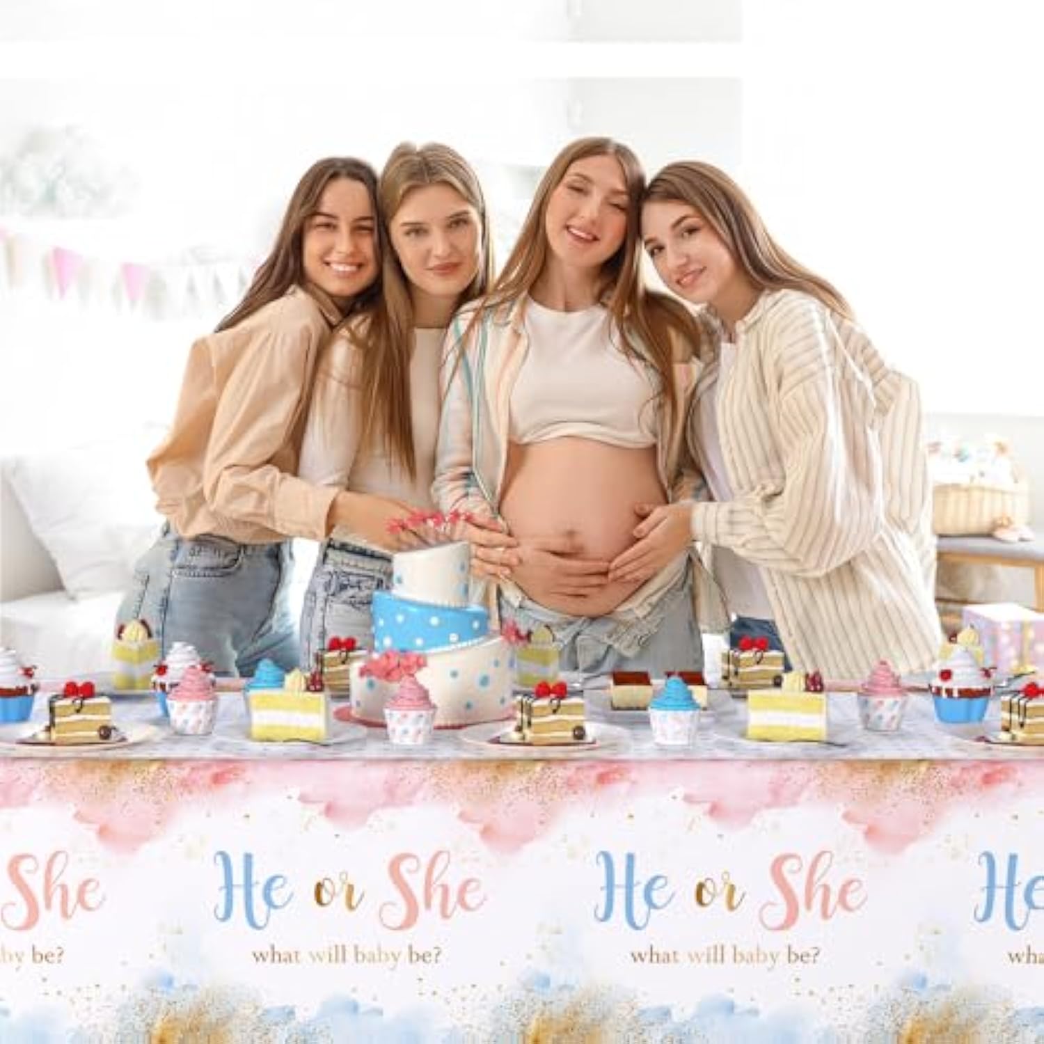 3 Pieces Pink Gender Reveal Tablecloth For Boy Or Girl Blue Gender Reveal Party Decorations Supplies Pink And Blue Plastic Table Cloth Disposable Table Covers For Baby Shower 108 X 54 Inch