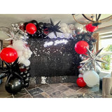 Red Black And White Balloon Arch Kit, 201Pcs Explosion Star Red Black White Silver Latex Balloon Garland Kit, Different Size Balloons For Anniversary Birthday Racing Car Poker Party Decoration