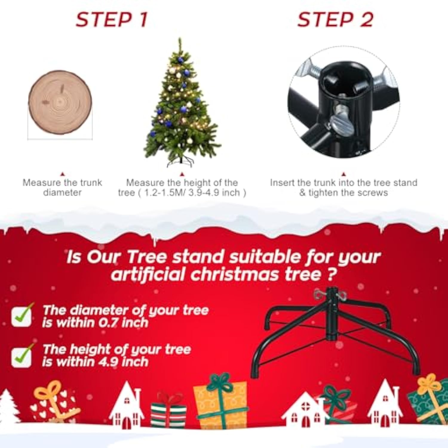 Christmas Tree Stand Christmas Tree Stand, Artificial Tree Holder Iron Metal Holder Base Bracket For Christmas Tree (40Cm)