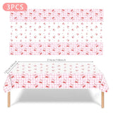 3Pcs Cherry Tablecloth Birthday Party Decoration, Cherry Plastic Tableclothes Disposable Waterproof Rectangle Bow Favor Tablecovers For Birthday Baby Shower Bridal Bachelorette Party Decor Supplies