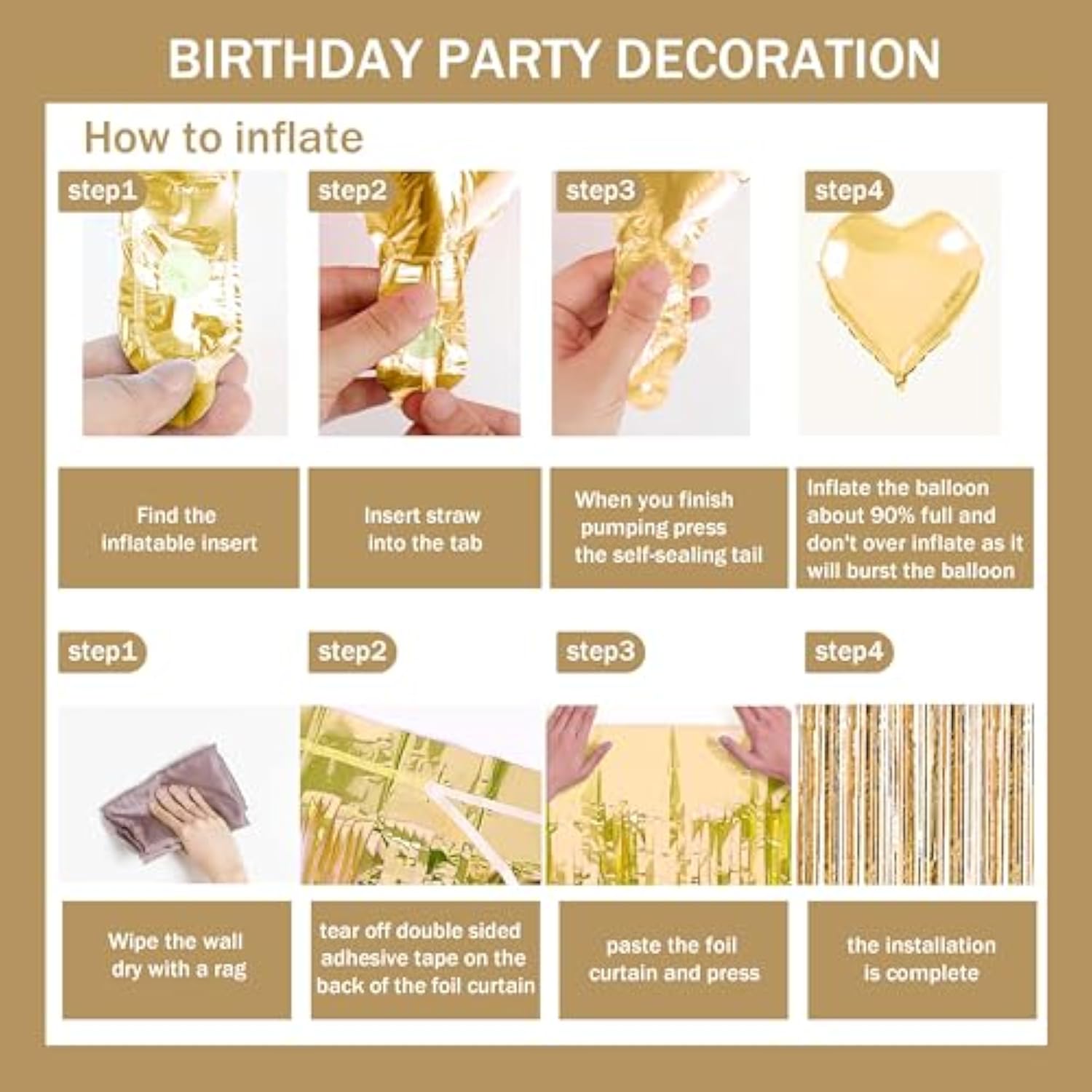 Engagement Party Decorations Gold White Balloons Foil Backdrop Cake Toppers