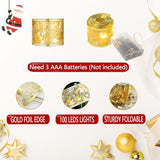 Christmas Tree Decorations ?Christmas Tree Ribbon String Ribbon Lights Gold 32Ft 100 Led Lights Copper Wire Bows Lights