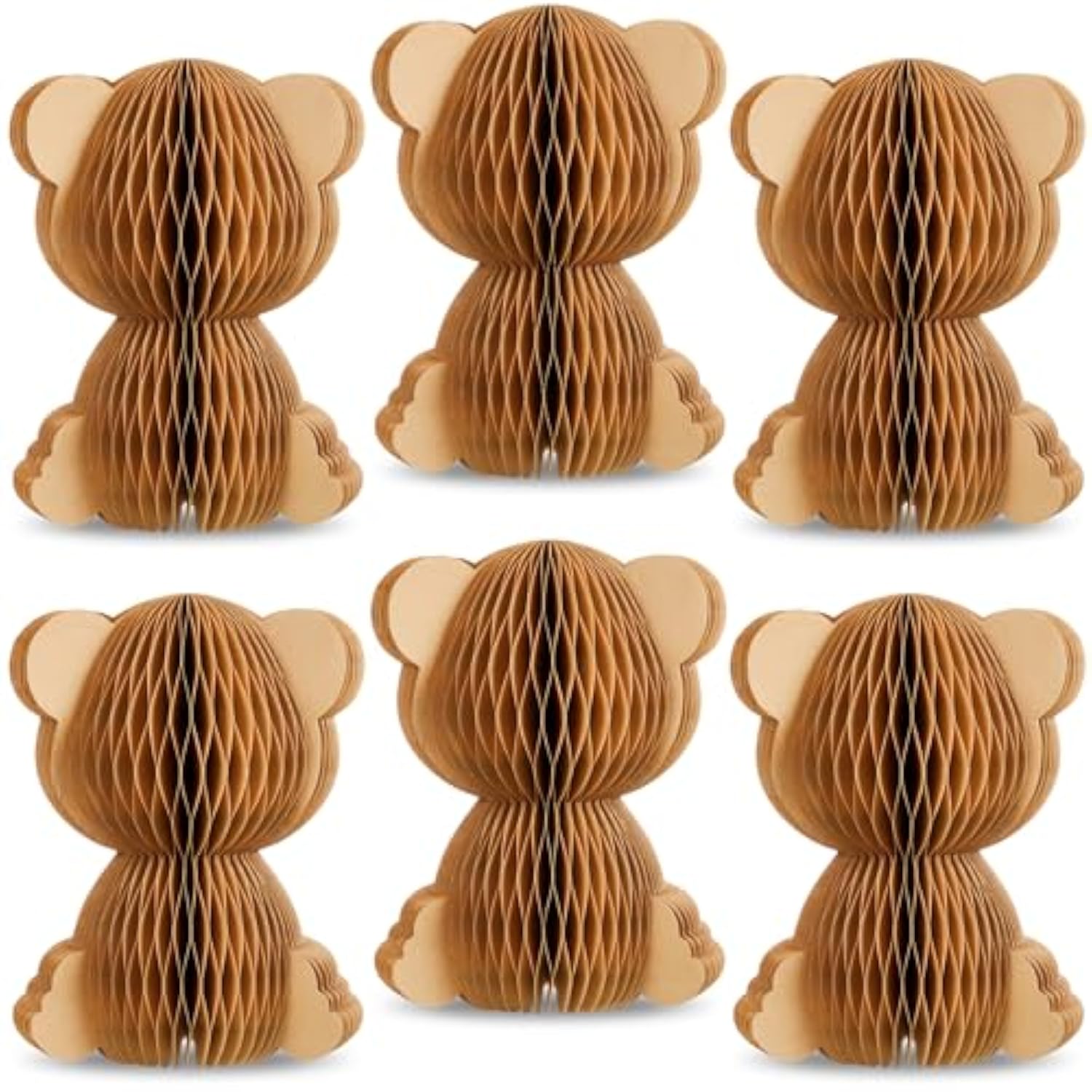 6 Pcs 3D Bear Honeycomb Centerpieces with Magnetic Closure for Baby Shower Party