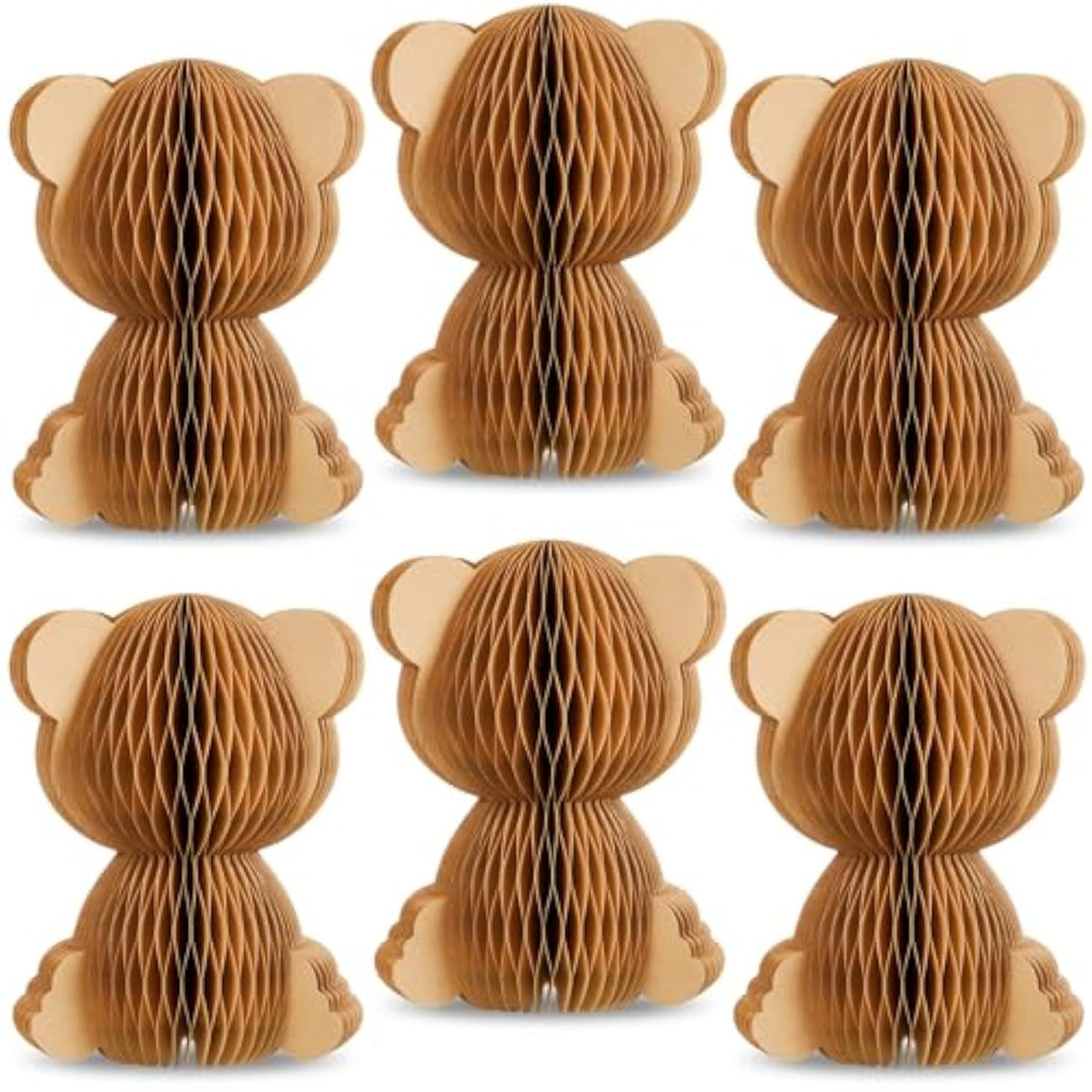6 Pcs 3D Bear Honeycomb Centerpieces with Magnetic Closure for Baby Shower Party