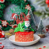 Red & Green Glitter "Naughty or Nice" Cake Topper Holiday & NYE Party Decor