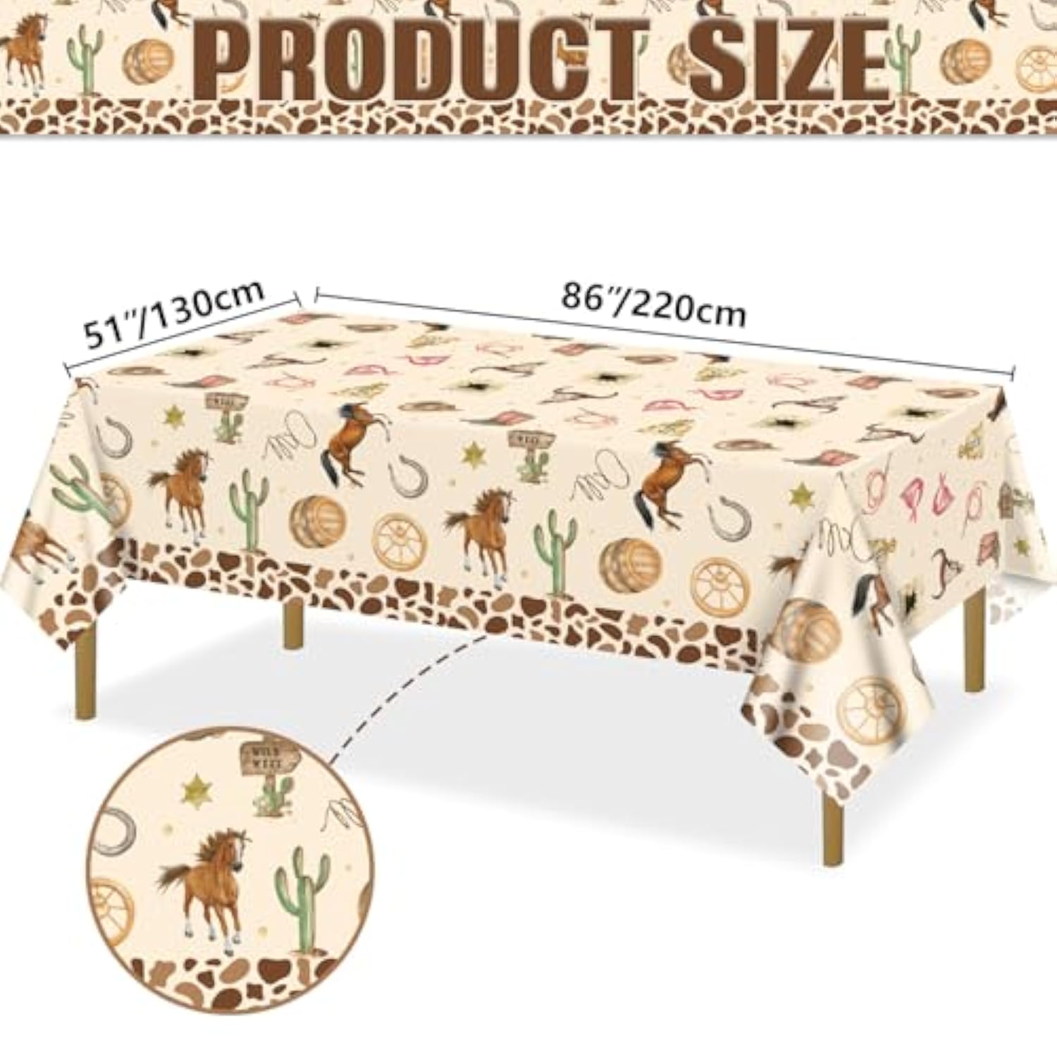 Cowboy Tablecloth - 4 Pcs Wild Western Print Tablecloths Cowboy Party Decorations For Rodeo Birthday Supplies Baby Shower Western Party Decorations