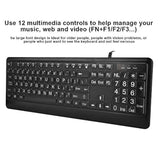 Large Font Keyboard,Large Font Usb White Led Backlit Keyboard 104 Keys Standar