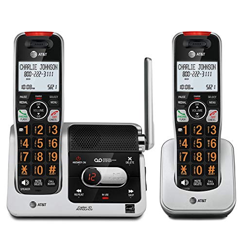 Bl102-2 Dect 6.0 2-Handset Cordless Phone For Home With Answering Machine, Call Blocking, Caller Id Announcer, Audio Assist, Intercom, And Unsurpassed Range, Silver/Black