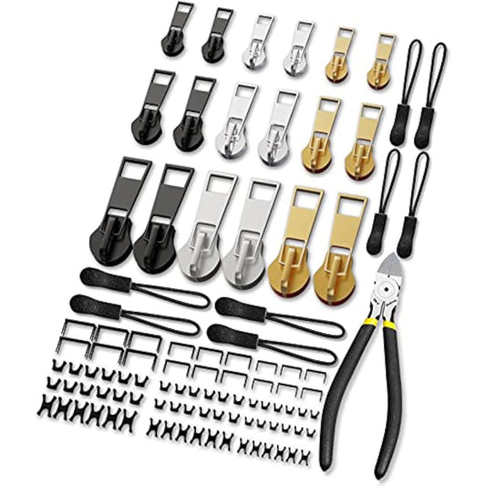 Zipper Repair Kit, Upgraded Zipper Replacement Slider Kit (99 Pcs), In