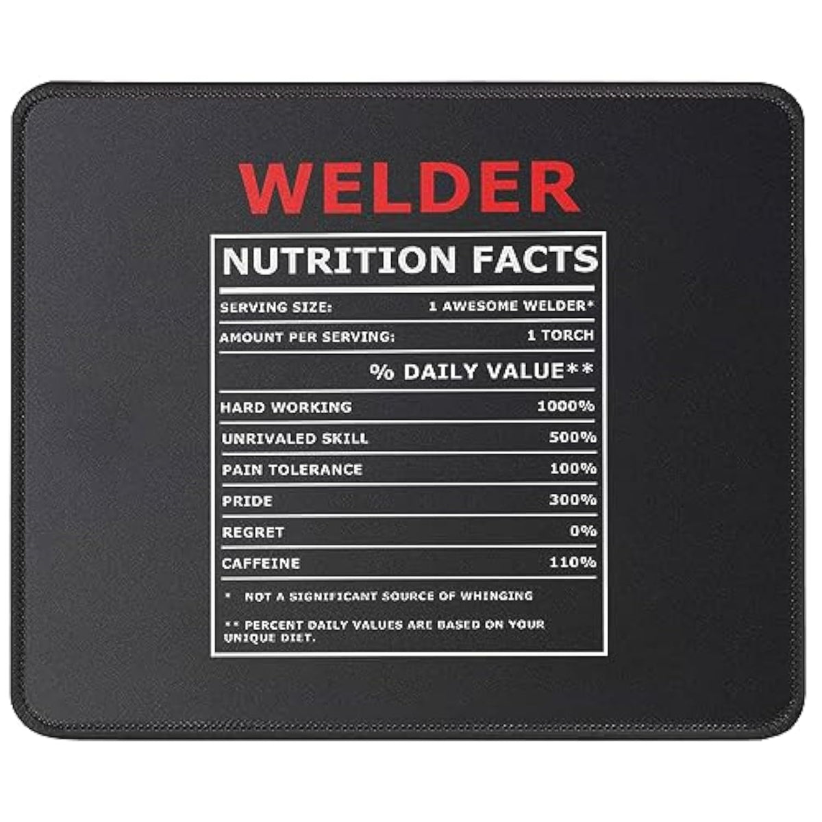 Welder Nutritional Facts Gag Gift Mouse Pad - Funny Welding Gifts For Men - Welder Gifts - Blacksmith Worker Mouse Mat 9.5 Inch