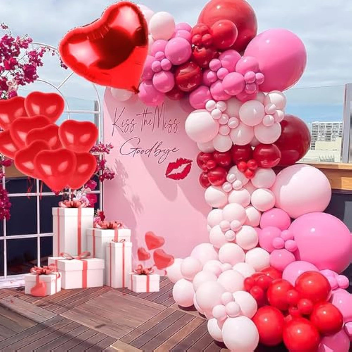156Pcs Valentine'S Day Balloon Garland Arch Kit Pink Red Rose Red Heart Foil Balloons 18" 12" 10" 5" For Valentine'S Day Mother'S Day Wedding Engagement Anniversary Party Supplies